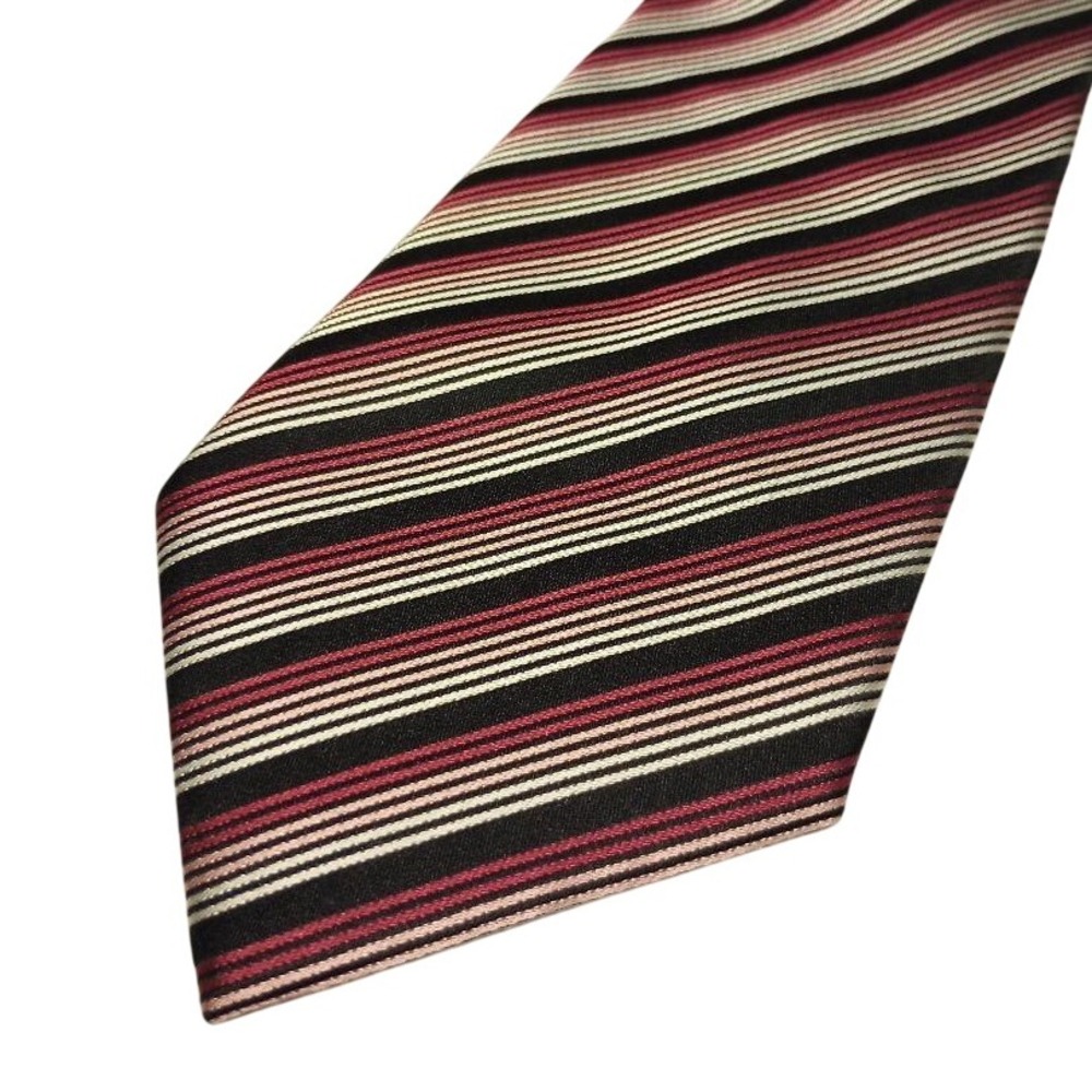 Stafford NWT Striped Silk Necktie Pink Black White Classic Men's Accessory